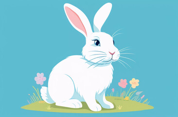 Obraz premium Happy easter background. Easter bunny and egg. Generative AI