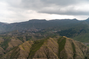 Obraz premium Caucasian mountain. Dagestan. Trees, rocks, mountains, view of the green mountains. Beautiful summer landscape.