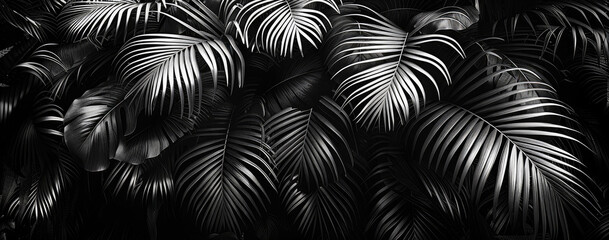 Black charcoal colored lush jungle. Generative AI.