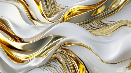 The abstract picture of the two colours of white and gold colours that has been created form of the waving shiny smooth satin fabric that curved and bend around this beauty abstract picture. AIGX01.