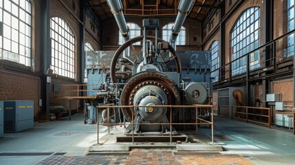 Turbine, Generator und Pumpensatz in einem historischen Pumpspeicherwerk - obrazy, fototapety, plakaty