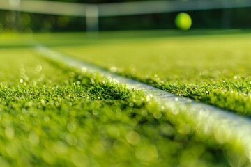 Closeup of grass tennis court  - 785927485
