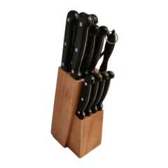 Fotobehang Kitchen knife block isolated on white, png © Js graphix 