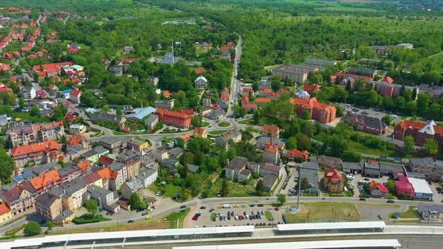 Panorama Roundabout Klodzko Rondo Aerial View Poland
