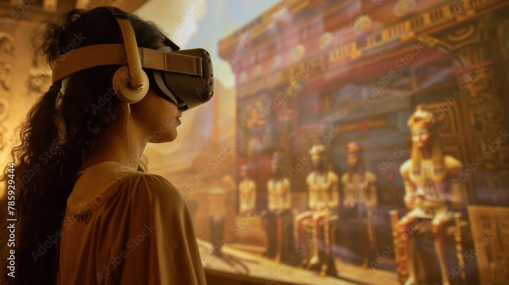 Poster exploring ancient civilizations becomes vivid for students using mixed-reality in a virtual classroo