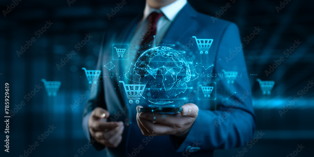 Poster add to cart internet web store buy online e-commerce concept