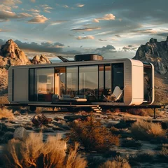 Foto op Canvas Embrace a neo-nomadic lifestyle with modern mobile homes, ensuring freedom and seamless connectivity wherever you roam. © Nawarit