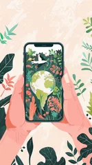 Foto op Canvas This app guides users in creating personal climate action plans, tracking carbon footprints towards sustainable lifestyle goals. © Nawarit