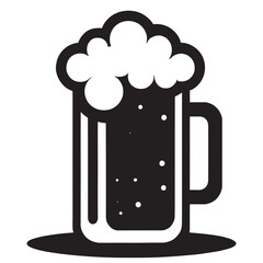Black and white Beer mug vector on a white background