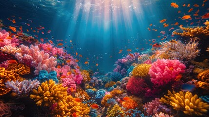 Fototapeta na wymiar Vibrant Underwater Photography Unveiling the Beauty of a Coral Reef