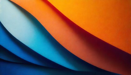 Vibrant Colorful Curves Background, Artistic Display of Color Spectrum and Paper Texture,  abstract color stripe pattern, graphic, yellow, orange, blue palette.