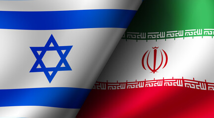 Israel vs Iran  (War crisis , Political  conflict). country flag illustration