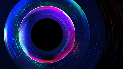 Dark neon circle surround aperture background