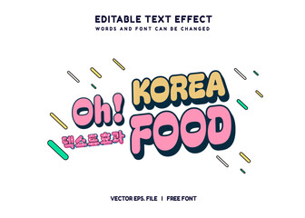 Editable text effect Korean Movie - Drama 3d cartoon template style premium vector	