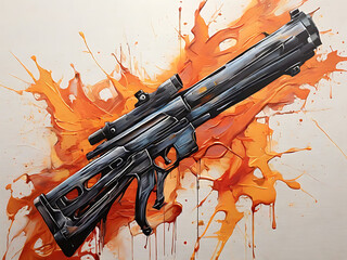 gun on oil painting style
