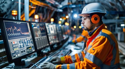 Conveyor belt operator managing production flow in factory