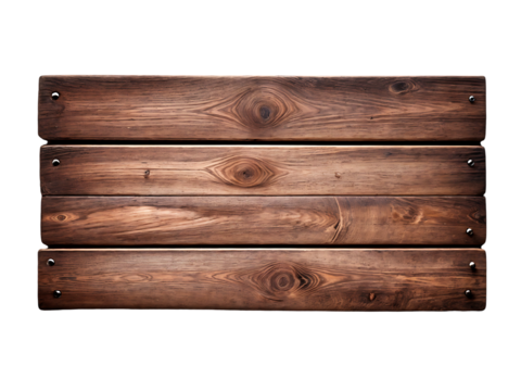 Rustic blank wooden sign on a transparent background. Old wooden plank signboard cut out with copy space. - Powered by Adobe
