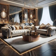 modern living room with fireplace and sofa sat