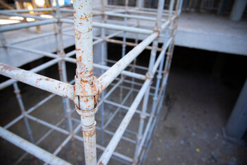 Scaffolding on a construction site, selective soft focus.