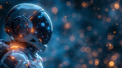 Animated concept of AI in space technology, developing sustainable methods for extraterrestrial exploration