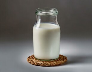 Fresh milk in a glass jar