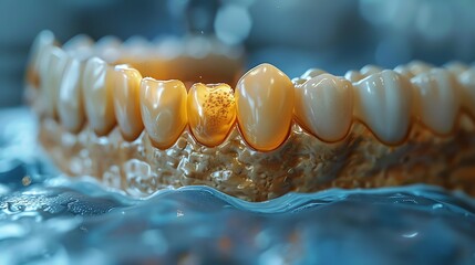 Animated depiction of a dental procedure focusing on cavity removal, extreme closeup - obrazy, fototapety, plakaty