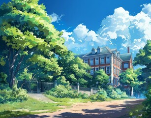 Anime School Background