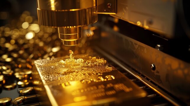 A high-tech security scanner verifying the authenticity of a gold bar, showcasing the importance of trust and security in the gold business.