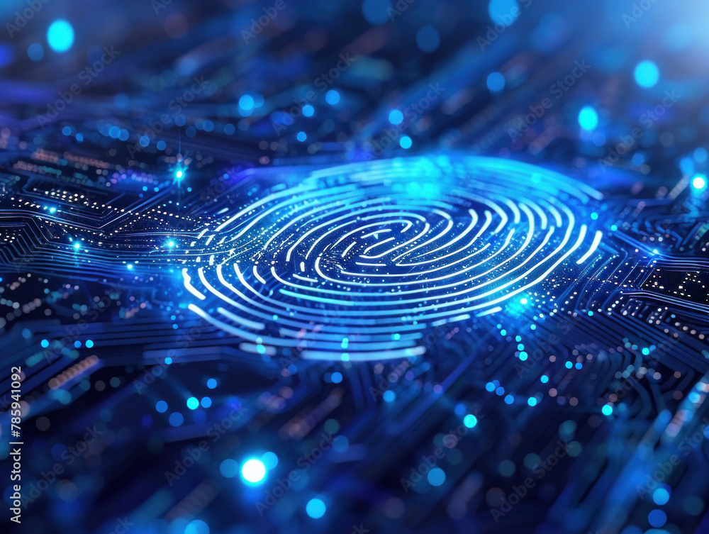Aufkleber advanced security system concept fingerprint technology integration on electronic circuit board illu