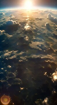 A beautiful painting of a sunrise from space.