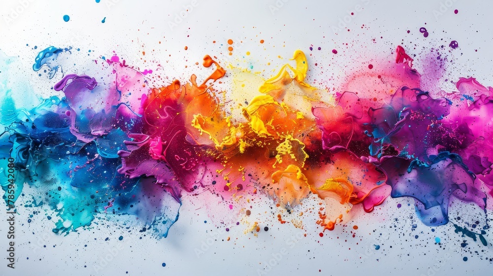 Poster an imaginative composition of paint splashes shaped into a stylish square, duplication