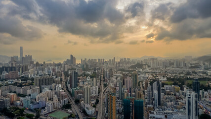 the cityscape of kowloon city, hong kong - obrazy, fototapety, plakaty