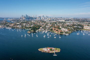 Sydney harbour islands, Snapper island nature reserve is the smallest island in the Parramatta river and Sydney harbor. - 785942885