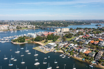 Sydney suburb of Drummoyne, Iron cove and the Parramatta river.