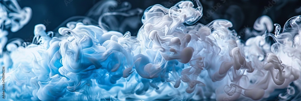 Poster ethereal blue smoky background with soft abstract swirls for versatile design projects