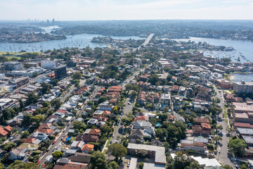 The Sydney suburb of Drummoyne, looking north towards the Parramatta river. - 785943225