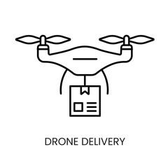 Delivery drone, vector line icon with editable stroke