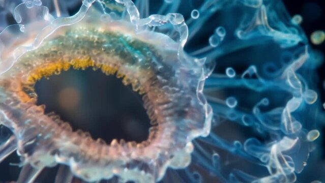 A crosssection view of a freshwater euglenoid depicting its distinct pellicle a flexible coating that gives the organism its distinctive . AI generation.