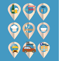 map pin point location icon, store, shop, commerce icon