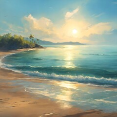 Fototapeta na wymiar Peaceful Sunset Seascape: Serenity Over the Sea