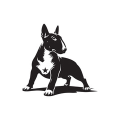 Black Vector Silhouette of a Bull Terrier, Emblem of Loyalty and Strength- Black Bull Terrier vector