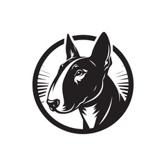 Obraz premium Black Vector Silhouette of a Bull Terrier, Emblem of Loyalty and Strength- Black Bull Terrier vector