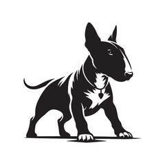 Black Vector Silhouette of a Bull Terrier, Emblem of Loyalty and Strength- Black Bull Terrier vector