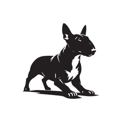 Black Vector Silhouette of a Bull Terrier, Emblem of Loyalty and Strength- Black Bull Terrier vector