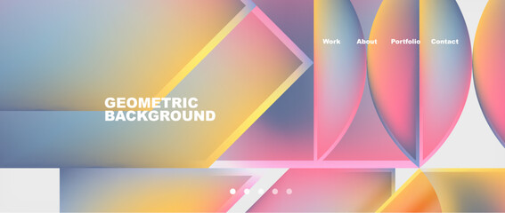 A colorful geometric background featuring a gradient of tints and shades, with rectangles, triangles, and a pattern of magenta and electric blue. Combining technology and material properties