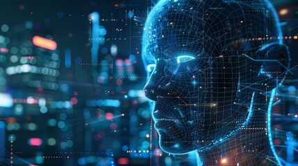 Obraz premium Futuristic technology holds the promise of transforming our lives through advancements like artificial intelligence and automation. From smart cities to groundbreaking medical discoveries, the future 