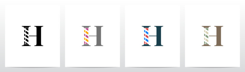 Barber Shop Sign on Letter Initial Logo Design H