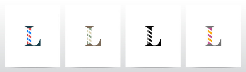 Barber Shop Sign on Letter Initial Logo Design L