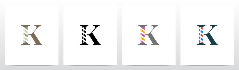 Barber Shop Sign on Letter Initial Logo Design K