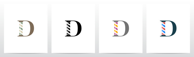 Barber Shop Sign on Letter Initial Logo Design D